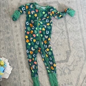 Little Sleepies Green Patterned Footie